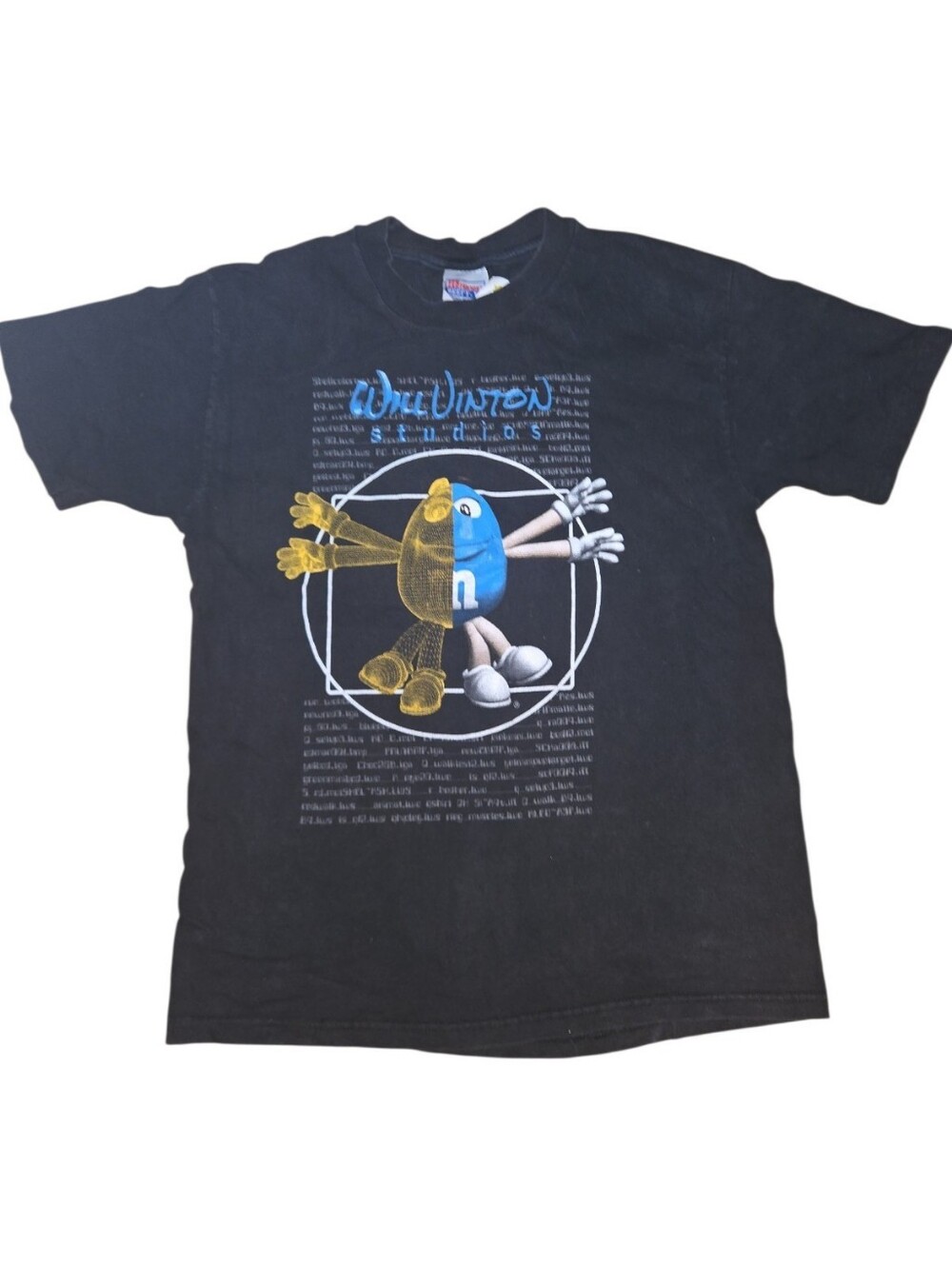Vintage Hanes Black with Blue M&M Will Vinton Studios Tee Size M
